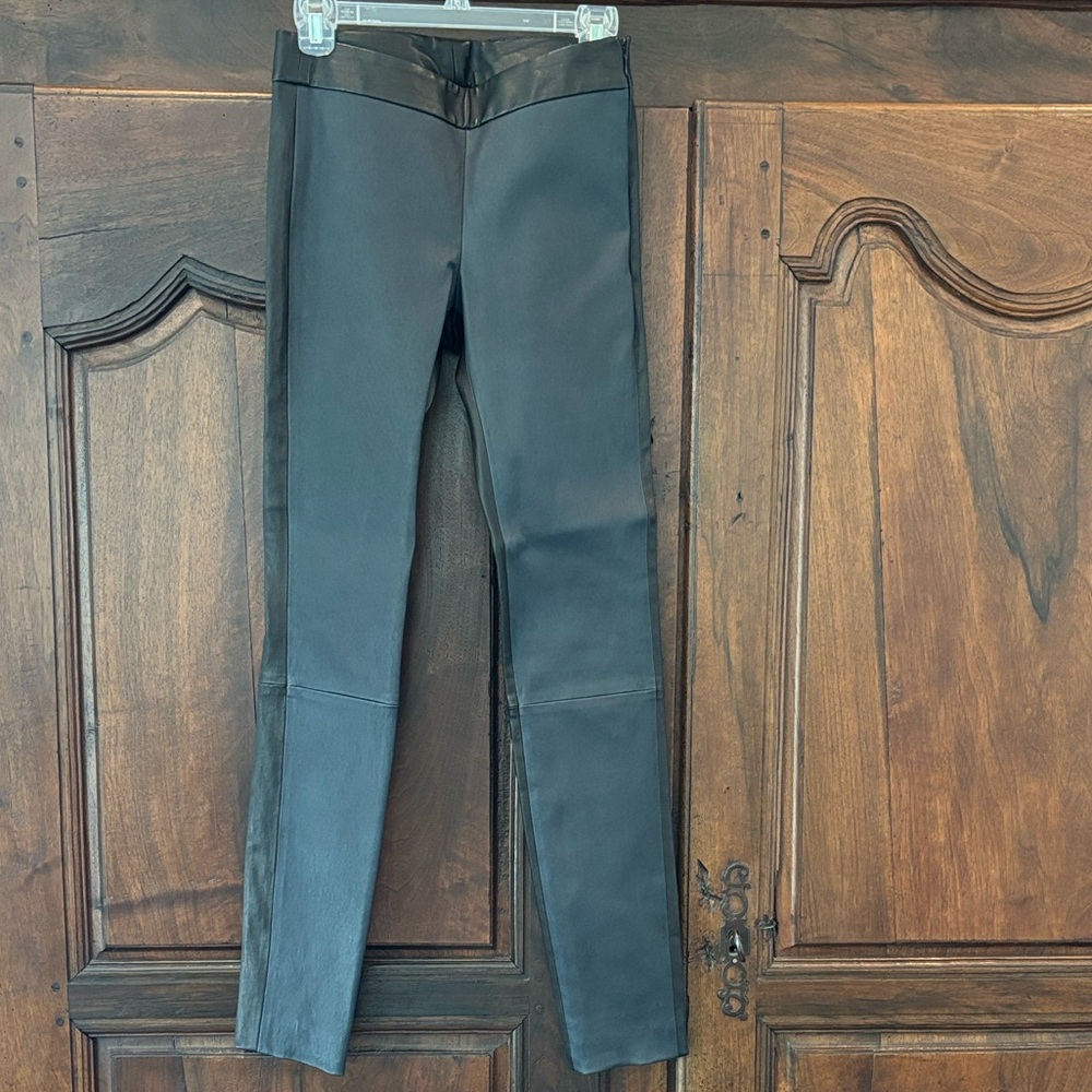 Derek Lam 100% leather fitted pant. Navy and Black.